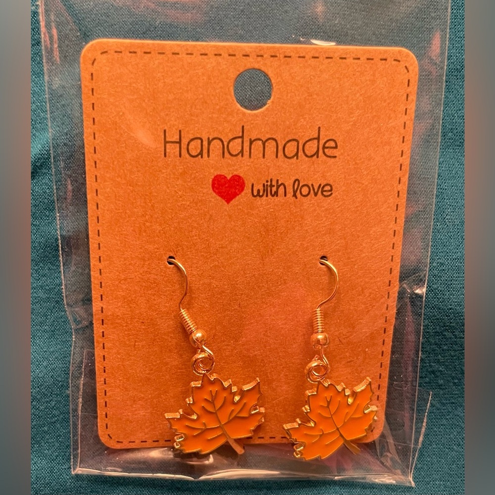 Handmade Dangling Yellow Leaves Earrings